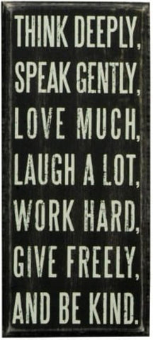 Primitive Wood Box Sign 17037 Think Deeply