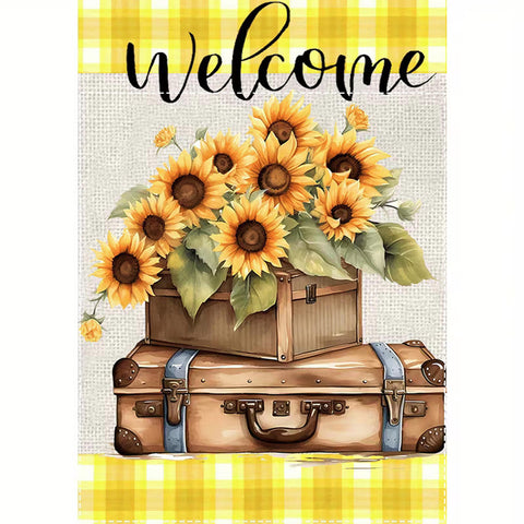 EY4852523  Sunflower Welcome Garden Flag- Polyester  Double-Sided