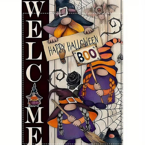 XX1654278 Whimsical Gnome Halloween Garden Flag - Double-Sided Print