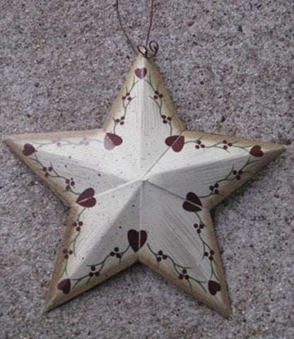 ST513 Metal Star Pip Berries and Burgundy Hearts