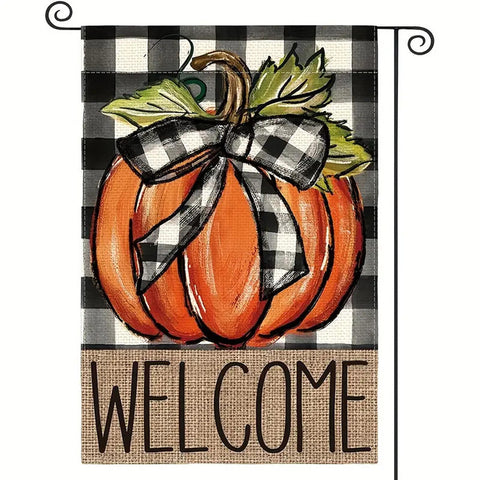 MJ106624 Welcome pumpkin double sided garden flag