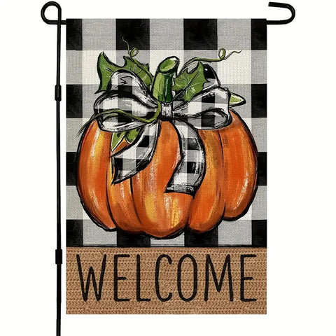 YB329352 Charming Double-Sided Fall Pumpkin Welcome Garden Flag -durable Fabric