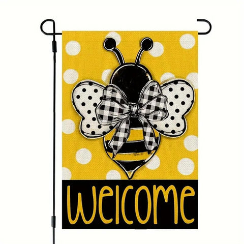 VF89905 Welcome Bee Polka Dot garden flag Double Sided