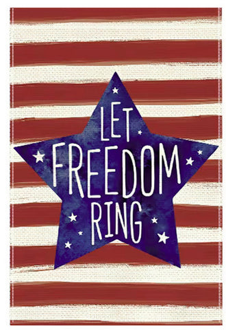 JY7183304 Patriotic Red White & Blue Garden Flag, Let Freedom Ring , Double-Side