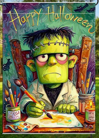 GW6400052 Halloween Frankenstein Garden Flag, Double-Sided,