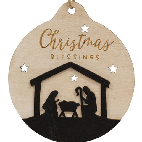 Christmas Blessings Silhouette Bulb Ornament