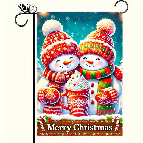 QR254360  Polyester Christmas Snowman Garden Flag - Double-Sided