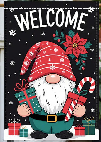 BA5352419 Christmas Gnome Welcome Garden Flag  - Double-Sided