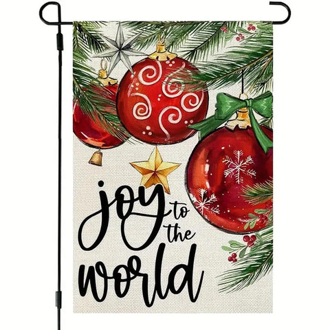 YL25305 Joy to the World Christmas Linen Garden Flag