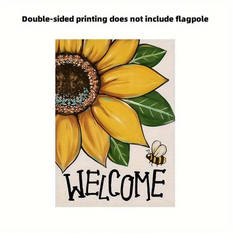AA128221  Welcome  Bee Sunflower Garden Flag Double Sided
