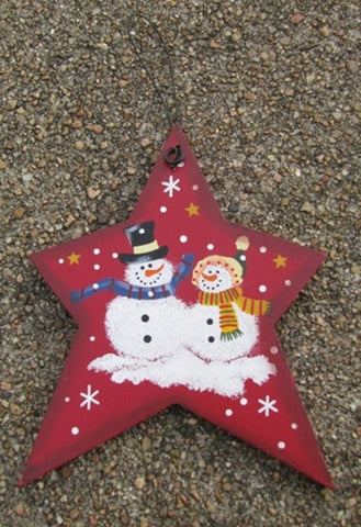 WD829 Mr and Mrs Snowman wood star