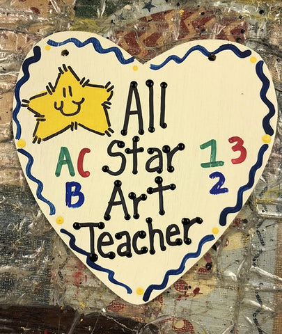 Teacher Gifts 5005 All Star Art Teacher School  Wood heart