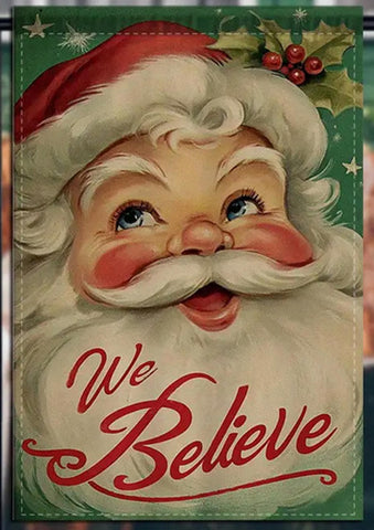 XE6223507 Double-Sided Christmas Garden Flag - Santa Claus Face with Red Hat