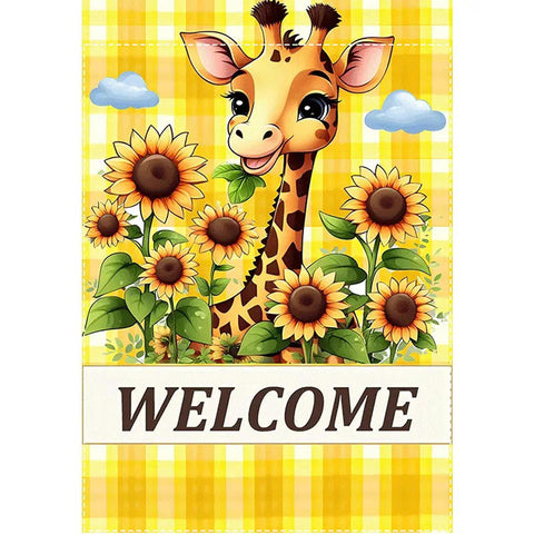BT665191 Giraffe Welcome Garden Flag, Double-Sided Waterproof Polyester double
