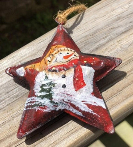 17103 - RED Star Snowman with Yellow Hat