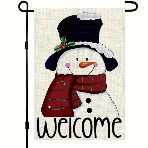 PC1924563  Double-Sided Linen Snowman Garden Flag - Festive Welcome
