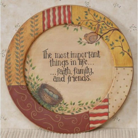 8W1230 - The most important things in life...faith family and friends wood plate