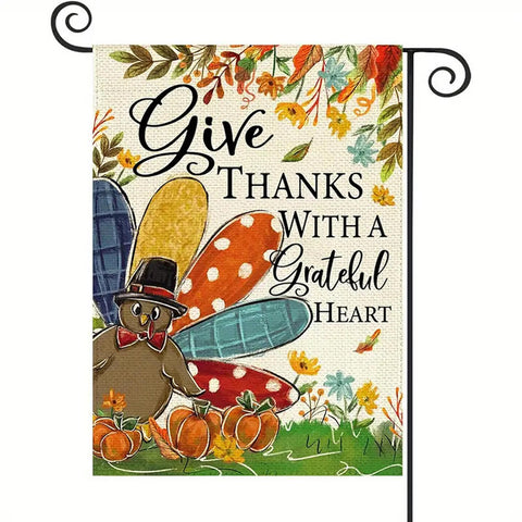 QE4758123 Thanksgiving Garden Flags - Double-Sided Autumn