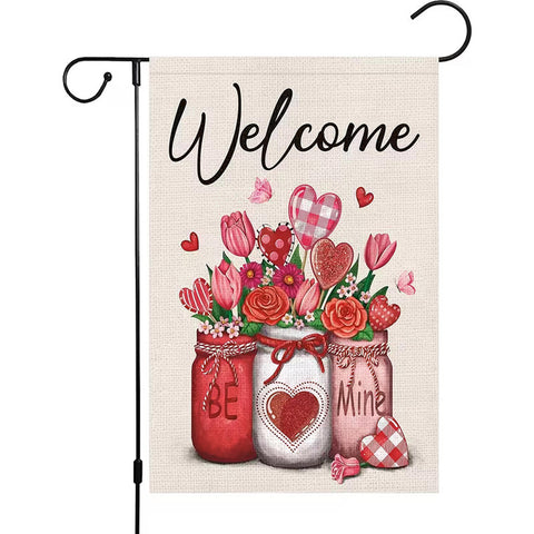 RF781753 Valentines Day Garden Flag Double Sided, Small Burlap