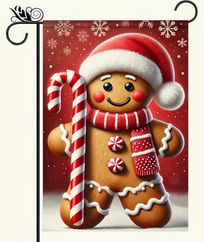 AW314810 Gingerbread for Man & Candy Cane Garden Flag - Double-Sided polyester