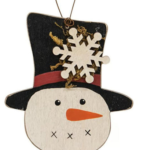 g35698 Top hat snowman with snowflake