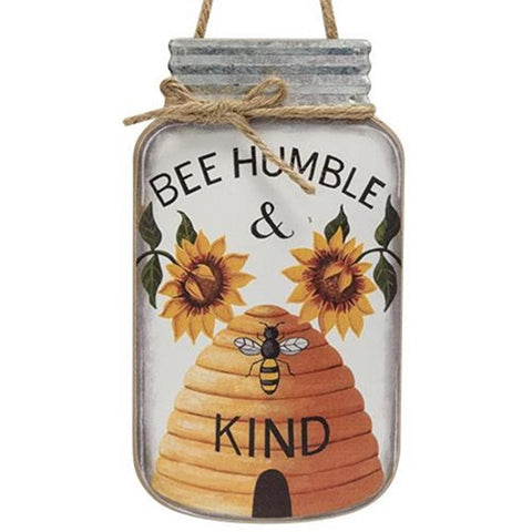 35370  Bee Humble & Kind Mason Jar wood Sign