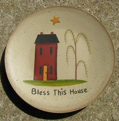 NEW-9 Bless This House Wood Plate