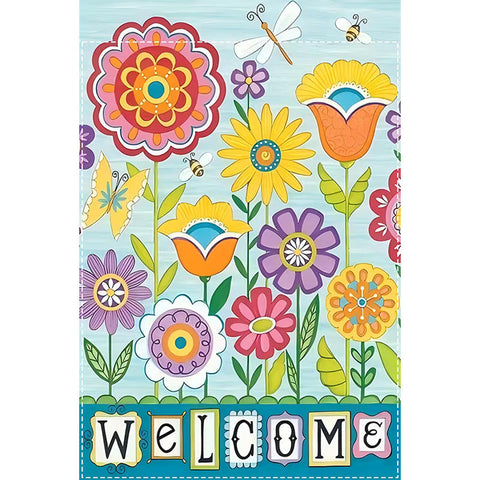 FJ1161983 Charming Spring Welcome Garden Flag - Vibrant Flower double sided