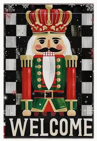 BJ10185679  Nutcracker Soldier Welcome Garden Flag- Double-Sided, Durable Polyes