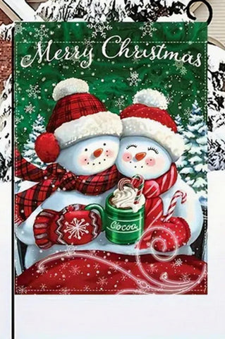 XF221213 Merry Christmas snowman  Double-Sided Garden Flag - Durable Polyester