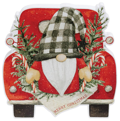37385 Merry Christmas Gnome and Pine Chunky Truck Sitter