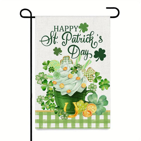TB164641 St Patrick's Day clover ice cream garden flag double sided linen