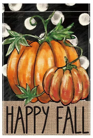 JQ7588945 Happy Fall Orange & Green Garden Flag, Happy Fall double sided