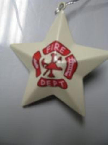 OR227FD - Fire Dept Metal Star Christmas Ornament