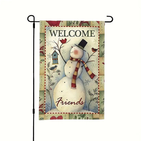 NY4611994 Welcome Friends Snowman & Cardinal Christmas Yard Flag - Double-Sided