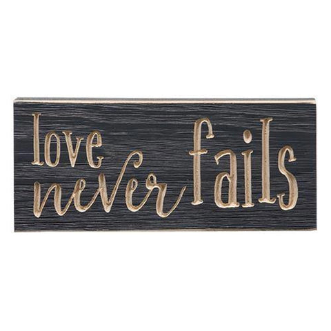 Love Never Fails Engraved Block