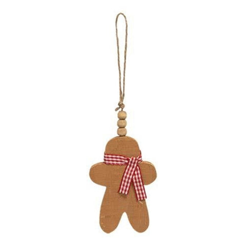 G36251 Rustic Wood Beaded Gingerbread Ornament