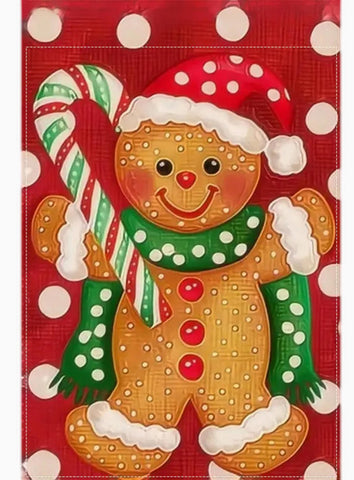 BD190908 Gingerbread For Man & Candy Cane Christmas Garden Flag - Double-Sided