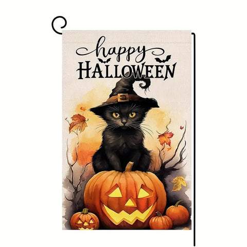 HF4812227 Halloween Cat Garden Flag - Fade-Resistant Double-Sided