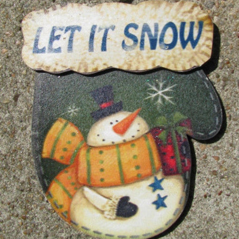 62290S Let It Snow  Christmas  snowman wood Ornament