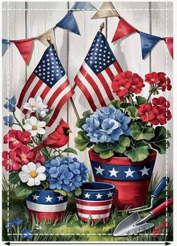 KJ5620193 Patriotic Floral , Double-Sided, Washable,  Garden Flag,