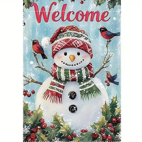 AB1878953 Welcome Winter Double-Sided Burlap Garden Flag