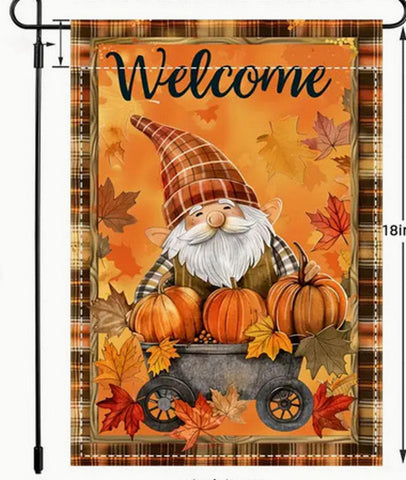 PG205013 Thanksgiving/Autumn Harvest Gnome and Pumpkin Garden Flag  double side