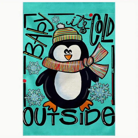 GE276541 Multipurpose Polyester  - Double-Sided Winter Penguin,  Weather-Resist