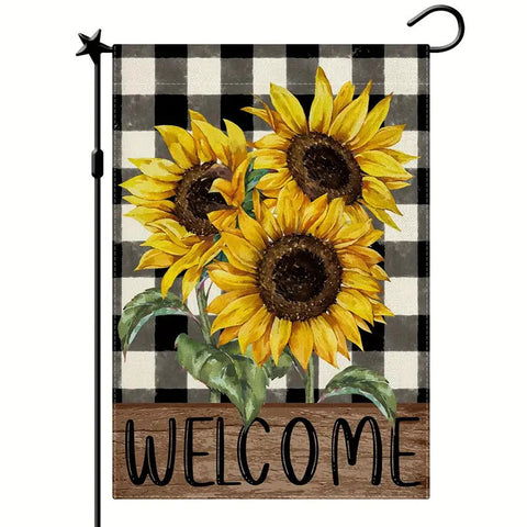 GQ53630 Welcome sunflower garden flag double sided