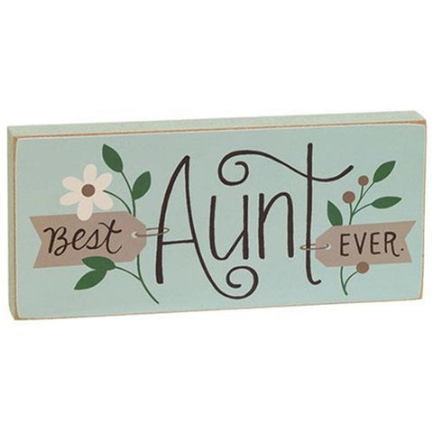 37033 best aunt ever floral wood block