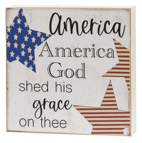 36090AA America America God shed his grace on thee wood block
