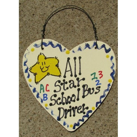 Teacher Gifts 5015 All Star School Bus Driver Wood Heart