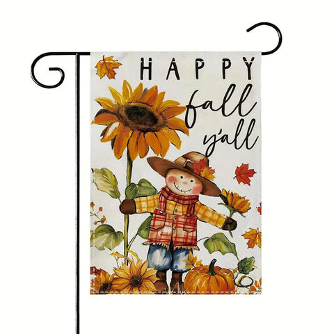 YD291338 Happy Fall Y'all  Double-Sided Scarecrow Garden Flag, Polyester Flag