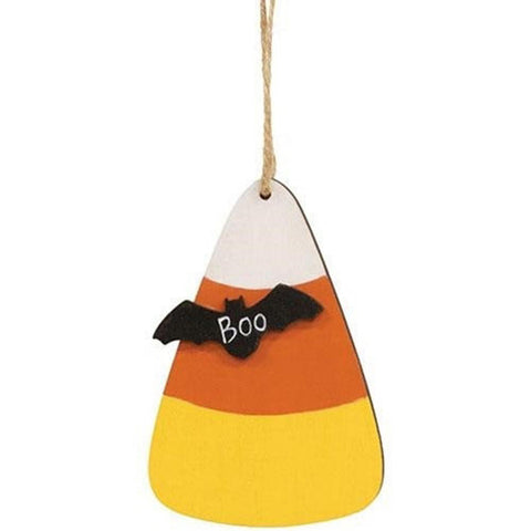 G36547 Candy Corn With Boo Bat Ornament